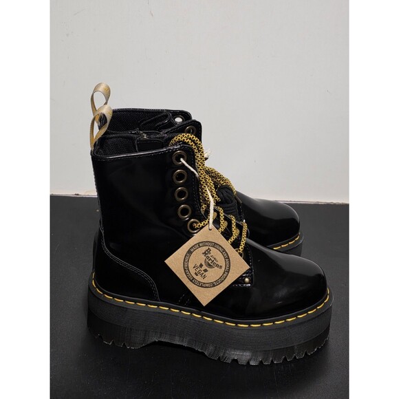 Dr. Martens Black Combat Boots with Gold Accents - Picture 9 of 16